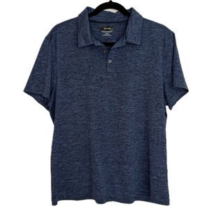 Alfani Men’s L Blue Marbled Regular Fit Stretch Short Sleeved Polo Shirt Wicking